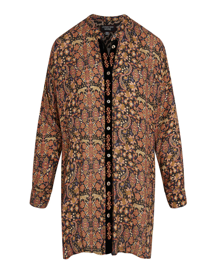 VELVET PLACKET MANDARIN SHIRT - Kingfisher Road - Online Boutique