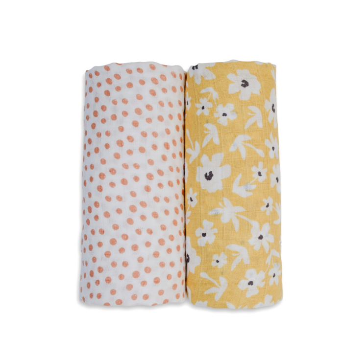 WILDFLOWER & DOTS SWADDLE 2 PACK - Kingfisher Road - Online Boutique