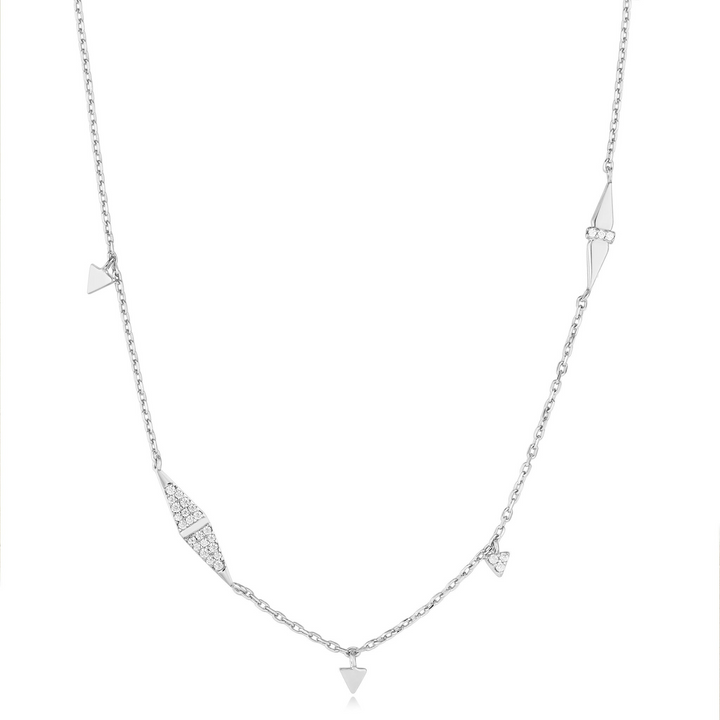 GEOMETRIC SPARKLE CHAIN NECKLACE-SILVER - Kingfisher Road - Online Boutique