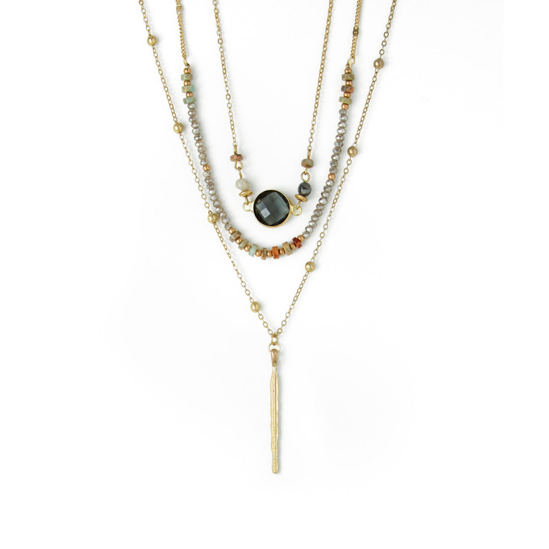 TRIPLE LAYER BEADED NECKLACE - Kingfisher Road - Online Boutique