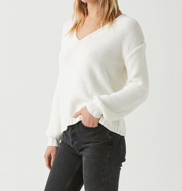 KENDRA RELAXED V-NECK SWEATER - IVORY - Kingfisher Road - Online Boutique