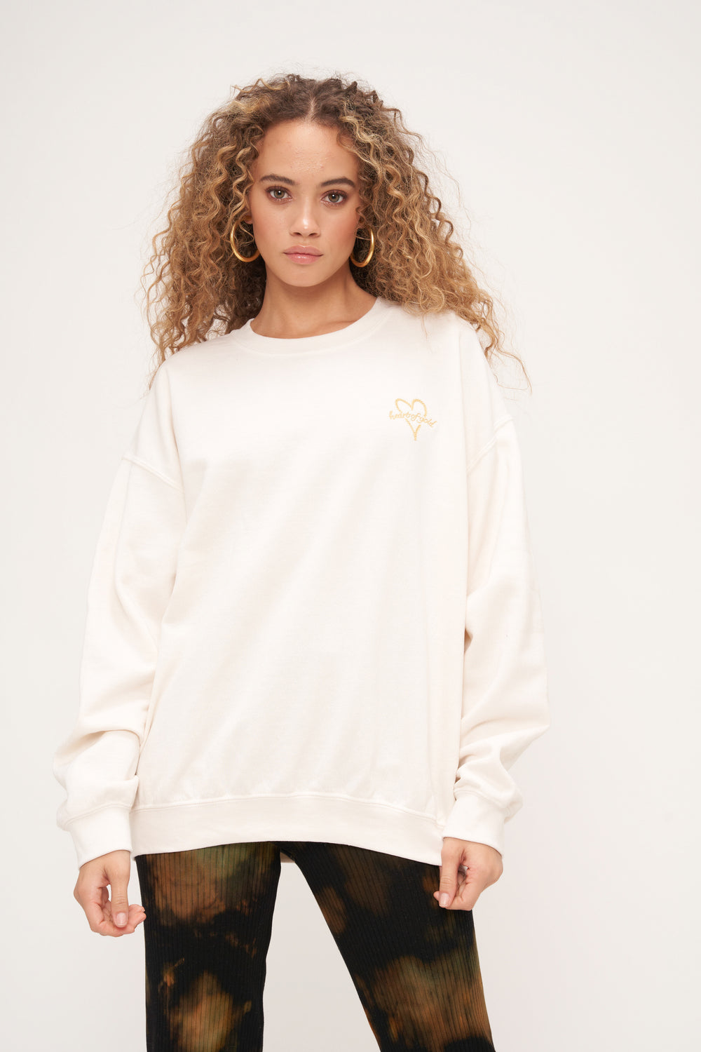 HEART OF GOLD EMBROIDERED SWEATSHIRT - COZY CREAM - Kingfisher Road - Online Boutique