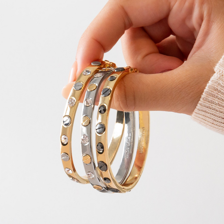 METAL NAILHEAD BANGLE-SILVER/GOLD - Kingfisher Road - Online Boutique