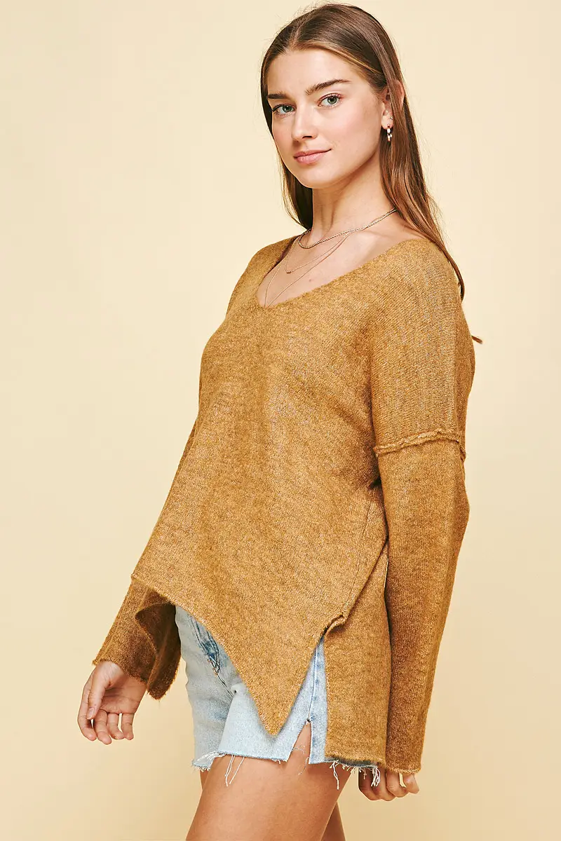 MUSTARD SOFT V-NECK SWEATER - Kingfisher Road - Online Boutique