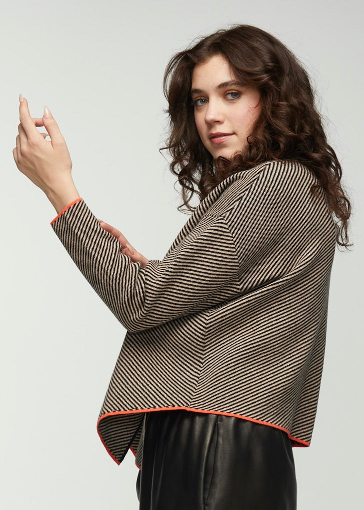 ANGEL STRIPE WITH SPLIT SWEATER - OAT - Kingfisher Road - Online Boutique