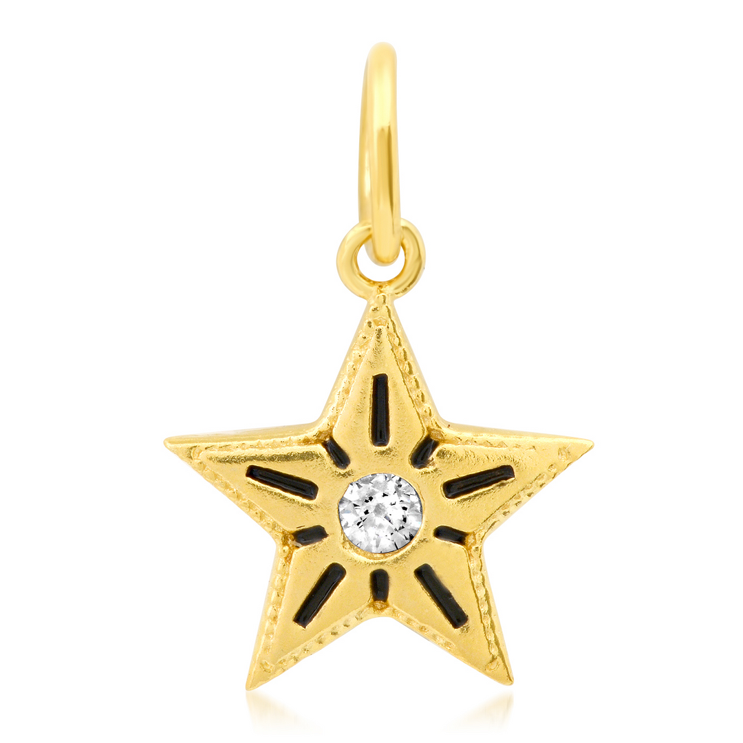 GOLD STAR W/SINGLE CZ CHARM - Kingfisher Road - Online Boutique