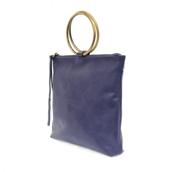 AMELIA RING TOTE BAG GOLD HANDLE-BLUEBERRY - Kingfisher Road - Online Boutique