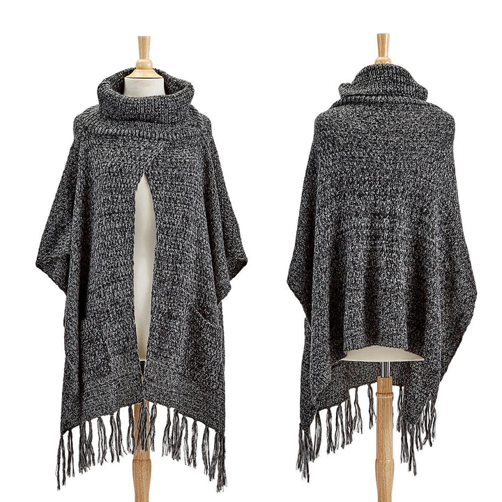 TURTLENECK PONCHO WITH POCKETS - Kingfisher Road - Online Boutique