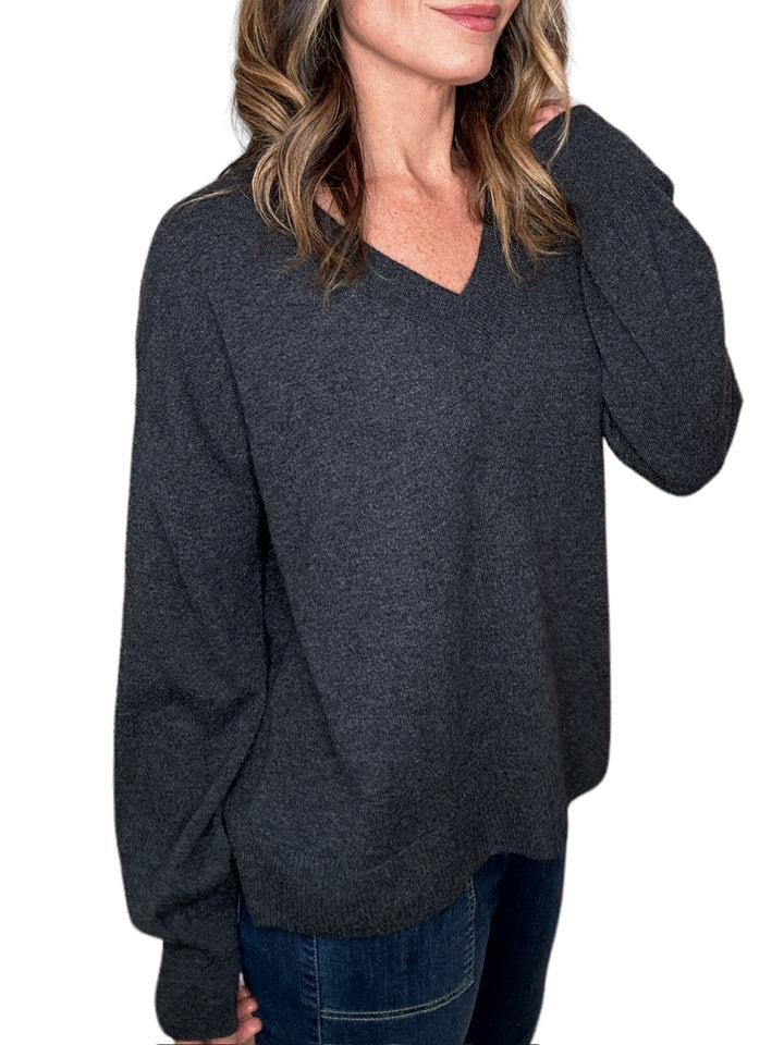 ODETTE V-NECK SWEATER-CHARCOAL - Kingfisher Road - Online Boutique