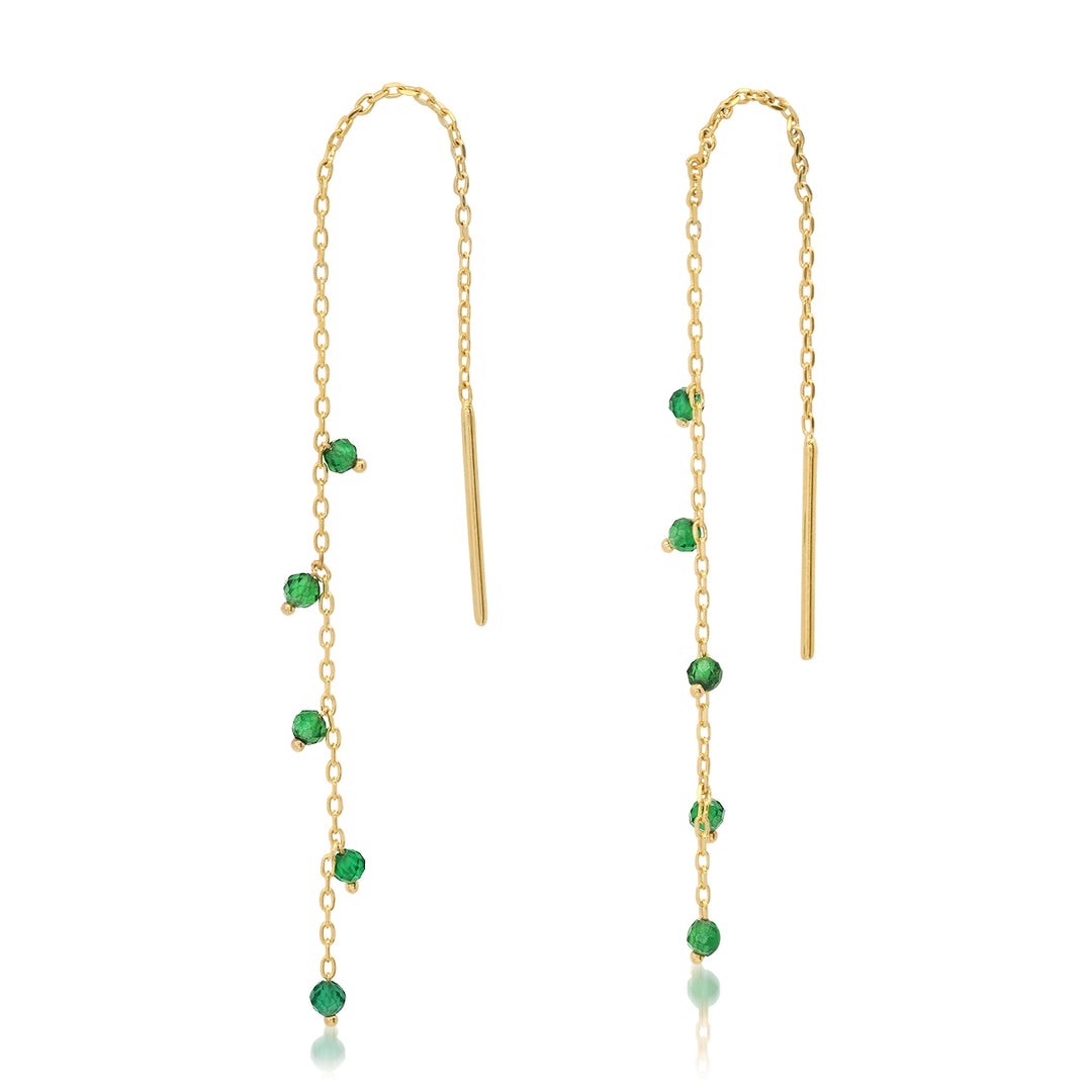 EMERALD GREEN CZ THREADER EARRINGS - Kingfisher Road - Online Boutique