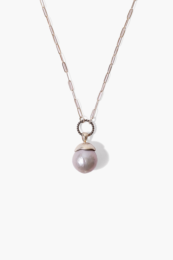 GREY PEARL CAPPED BAROQUE DROP NECKLACE - Kingfisher Road - Online Boutique
