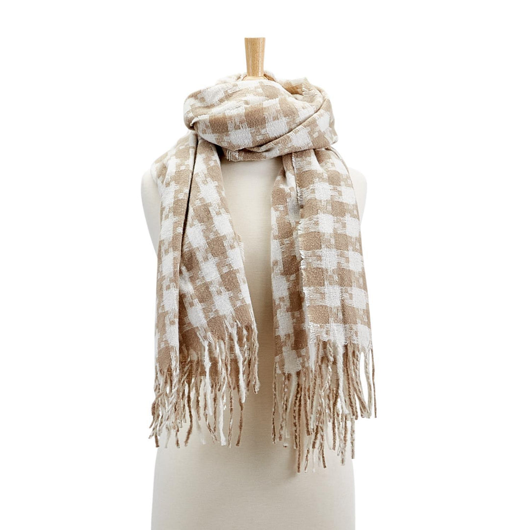HOUNDSTOOTH SCARF WITH TASSELS - Kingfisher Road - Online Boutique