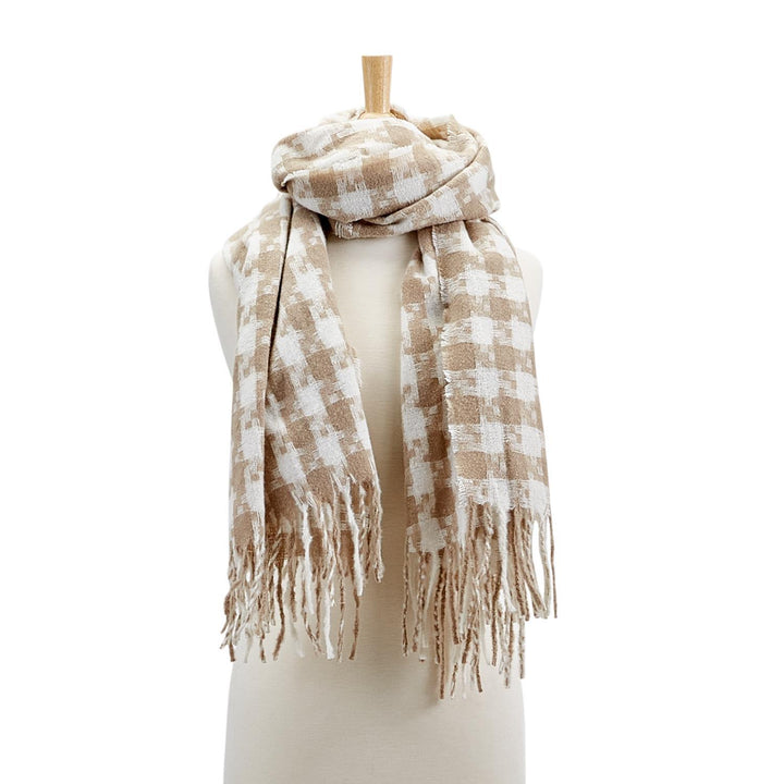 HOUNDSTOOTH SCARF WITH TASSELS - Kingfisher Road - Online Boutique