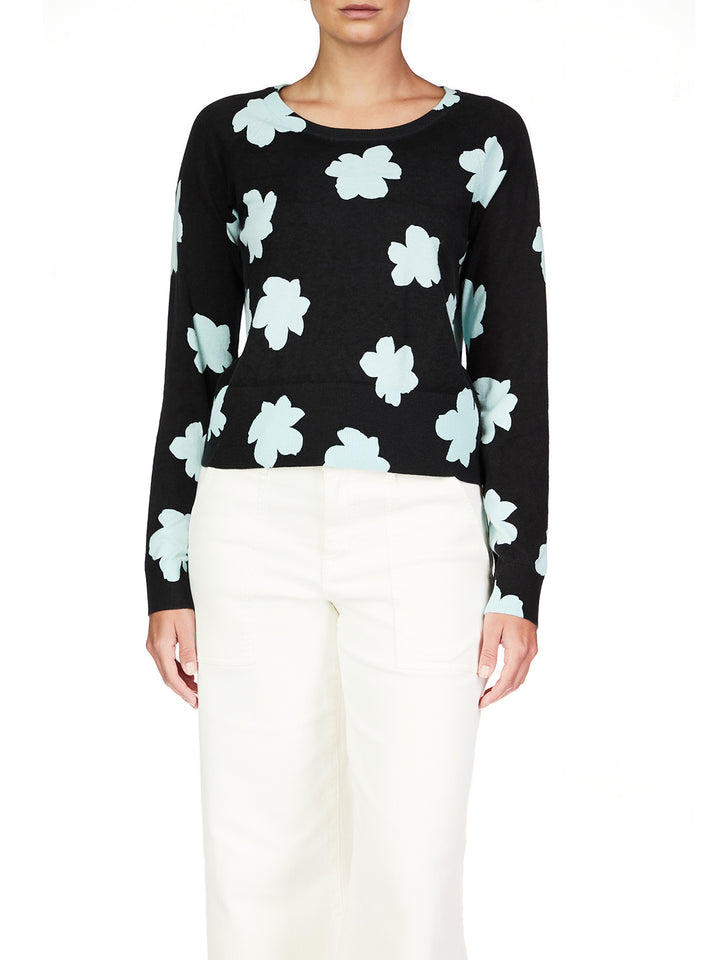 ALL DAY LONG SWEATER-AQUA FLOWER POP - Kingfisher Road - Online Boutique