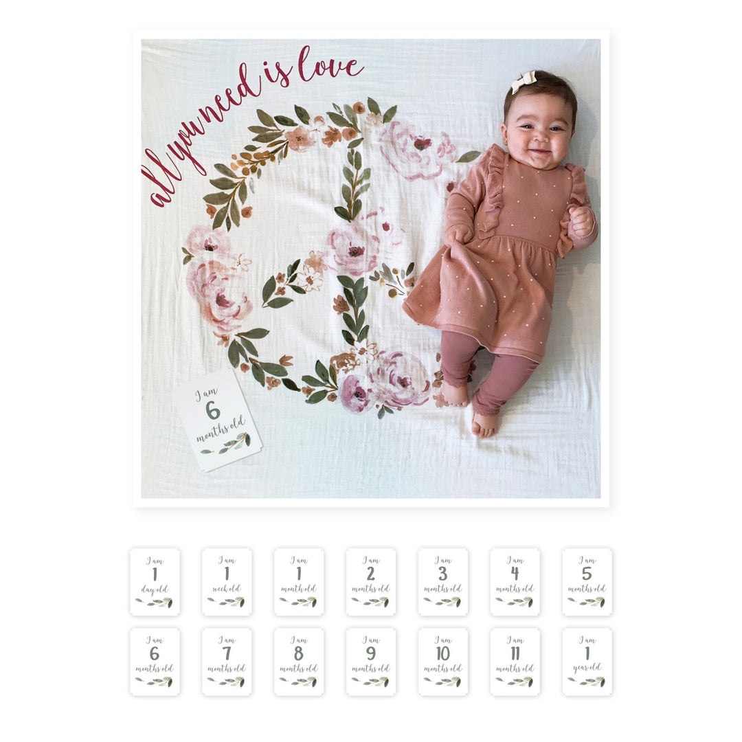 ALL YOU NEED IS LOVE BABY'S FIRST YEAR BLANKET/CARDS - Kingfisher Road - Online Boutique