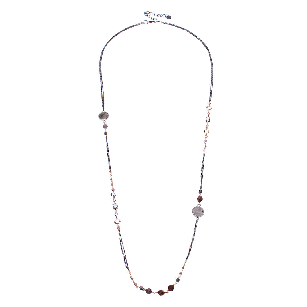 MULTI STONE AND CRYSTAL LONG CHAIN NECKLACE - Kingfisher Road - Online Boutique