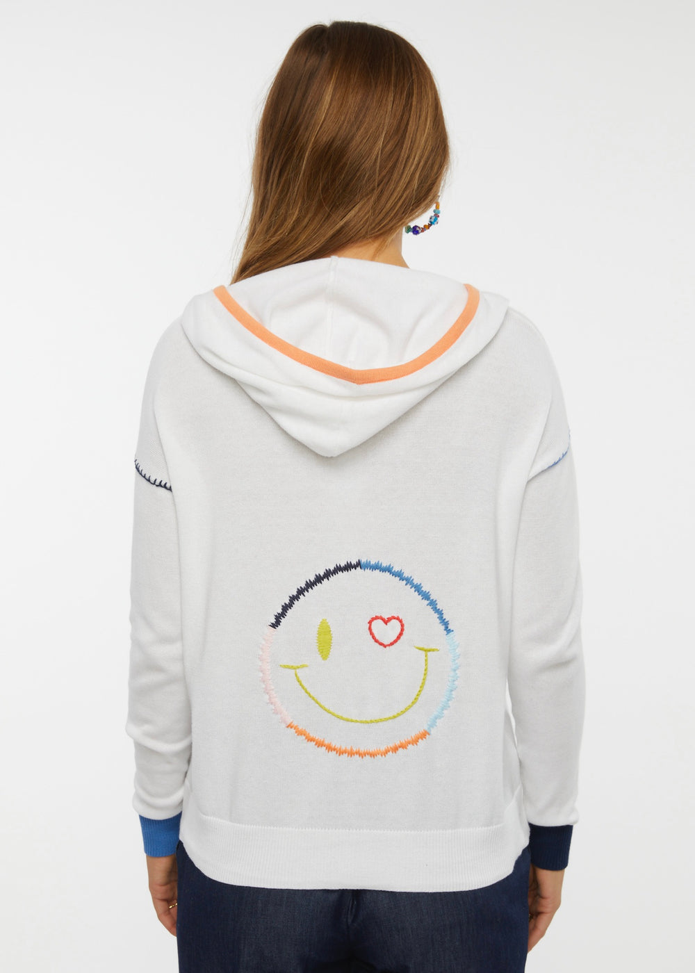 HAPPY FACE HOODIE-WHITE - Kingfisher Road - Online Boutique