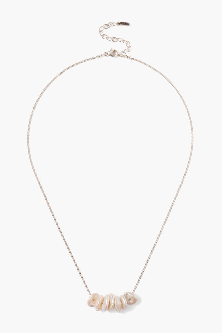 WHITE PEARL SILVER FLOATING NECKLACE - Kingfisher Road - Online Boutique