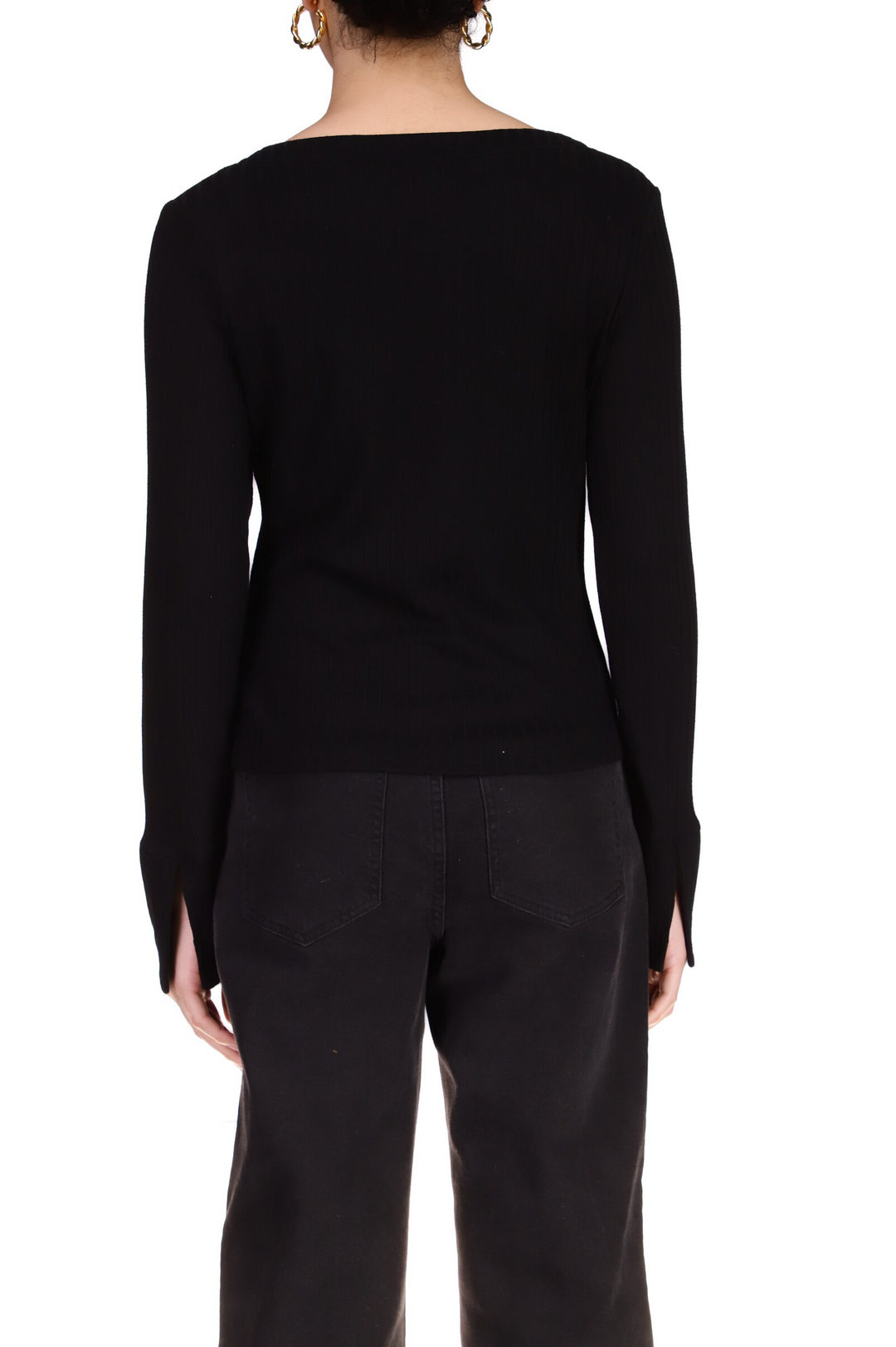BLACK WIDE CUFF KNIT BLOUSE - Kingfisher Road - Online Boutique