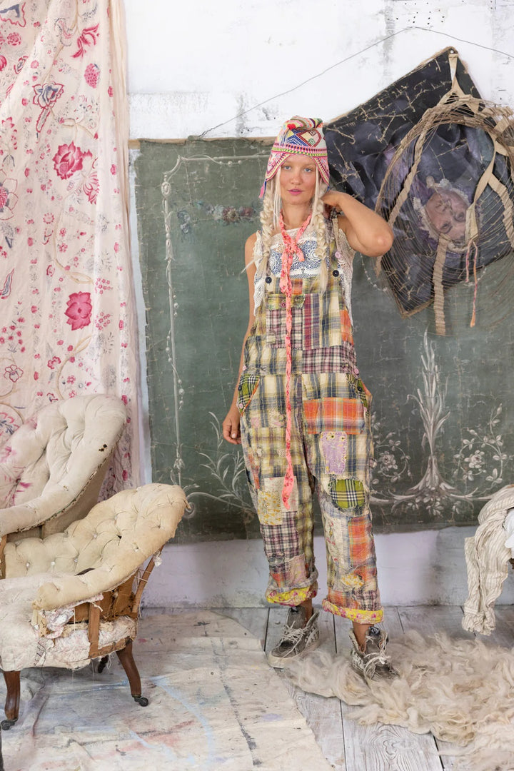 YD PATCHWORK LOVE OVERALLS-MADRAS GREEN - Kingfisher Road - Online Boutique