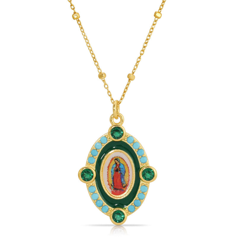 GUADALUPE ENAMEL NECKLACE-GREEN - Kingfisher Road - Online Boutique