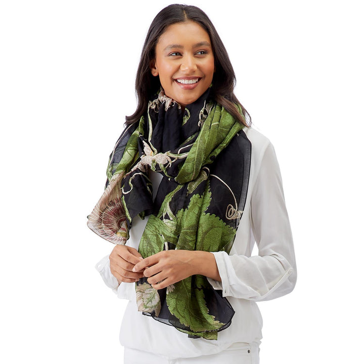 PASSION FLOWER  LIGHTWEIGHT PRINT SCARF - Kingfisher Road - Online Boutique
