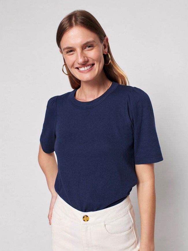 CLOUD PUFF SLEEVE TEE - NAVY - Kingfisher Road - Online Boutique