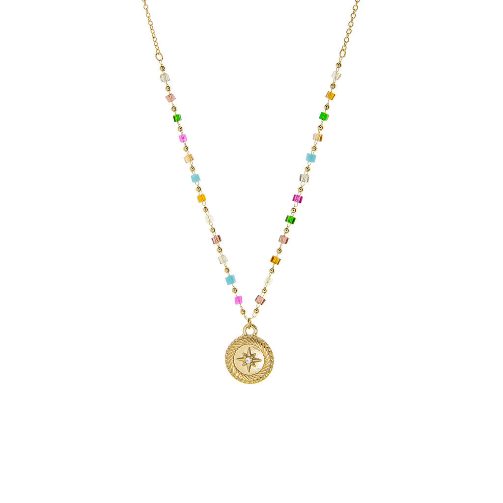 RAINBOW CRYSTAL COMPAS NECKLACE-GOLD - Kingfisher Road - Online Boutique