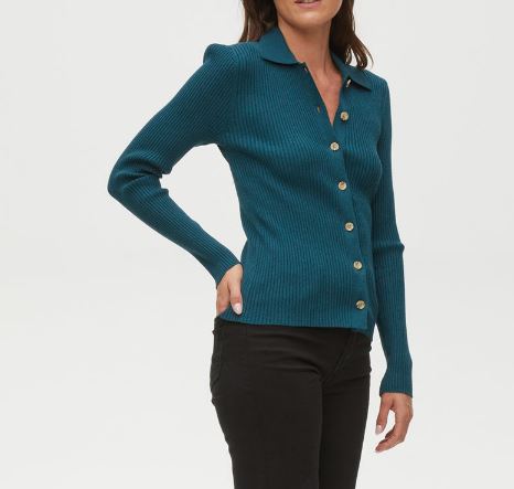 MIRI COLLARED BUTTON FRONT SWEATER-BALSAM - Kingfisher Road - Online Boutique