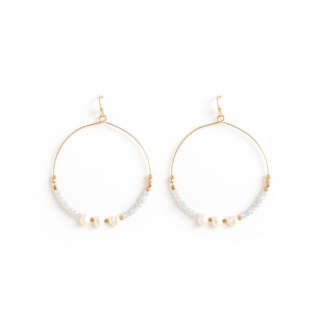 DELICATE CIRCLE EARRING WITH PEARLS - Kingfisher Road - Online Boutique