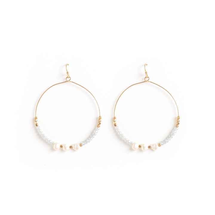 DELICATE CIRCLE EARRING WITH PEARLS - Kingfisher Road - Online Boutique