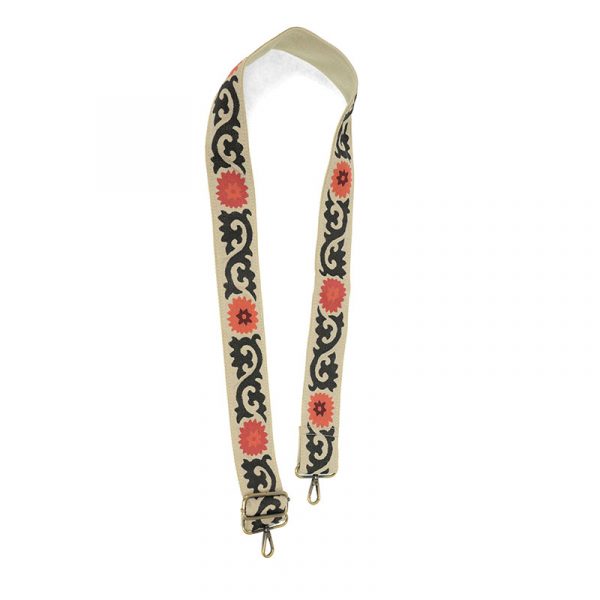 FLORAL JACQUARD GUITAR STRAP-CREAM - Kingfisher Road - Online Boutique