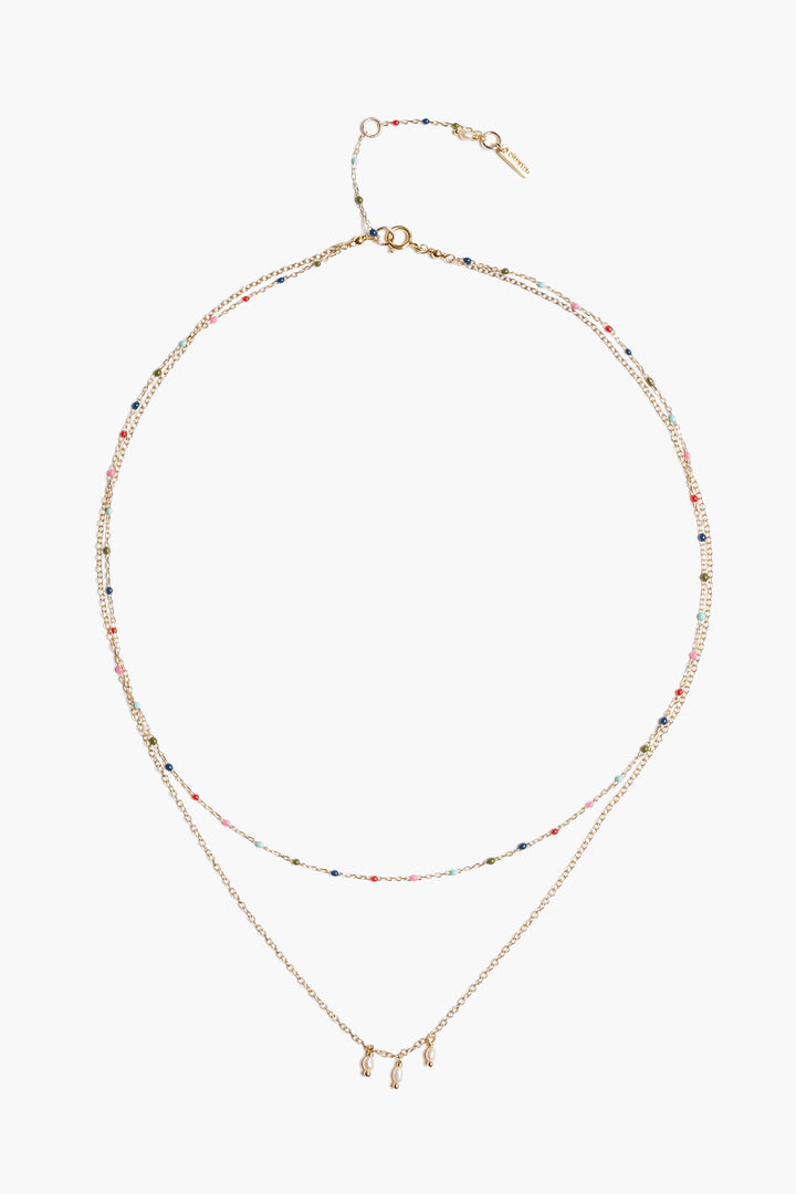 PEARL AND MULTI ENAMEL BEAD LAYER NECKLACE - Kingfisher Road - Online Boutique