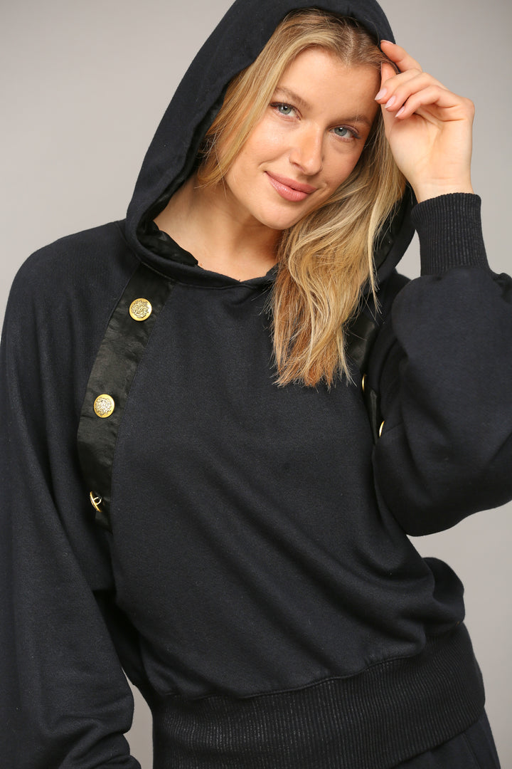 LONG SLEEVE HOODIE - BLACK - Kingfisher Road - Online Boutique