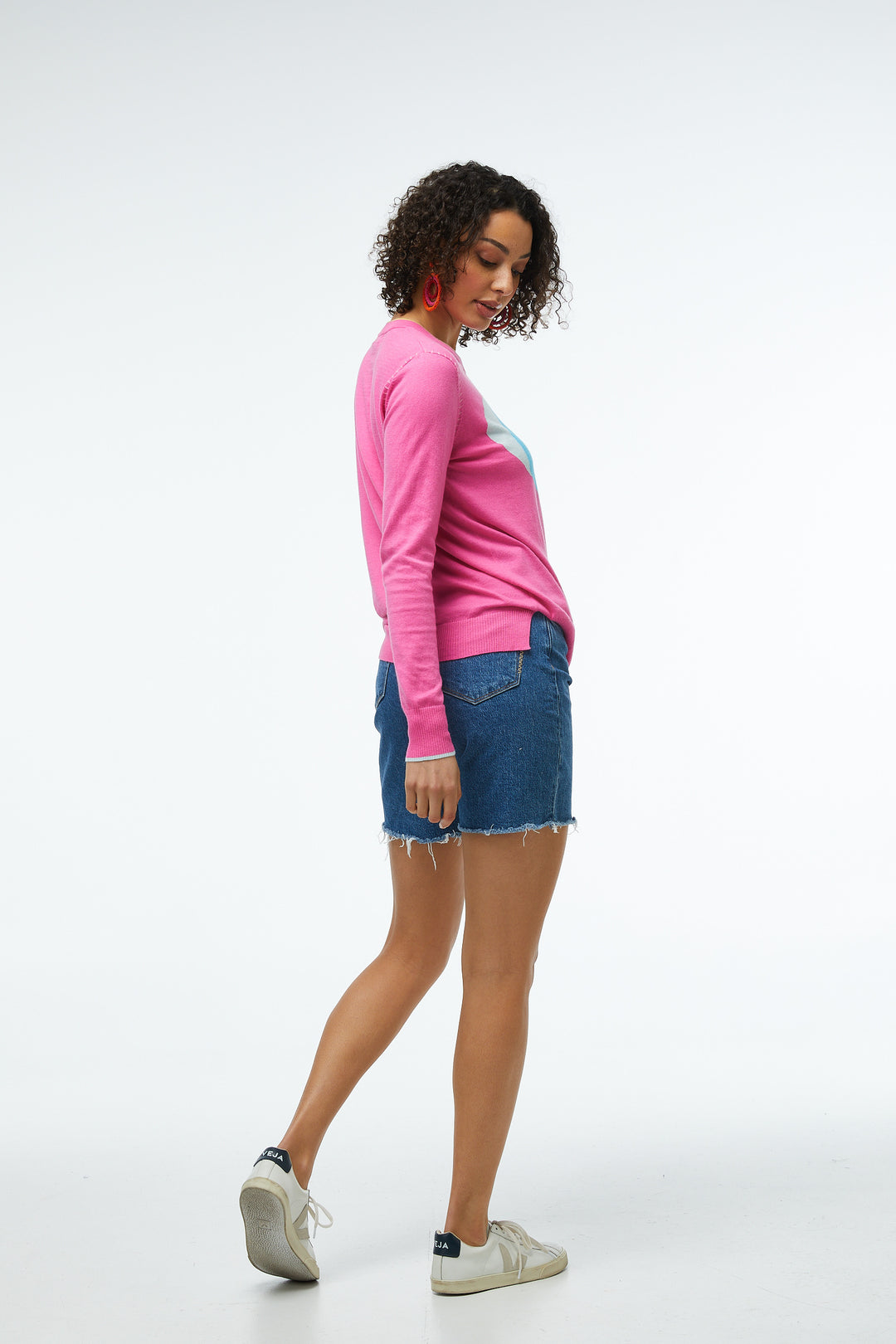 HEART W/WHIP STITCH SWEATER - PINK - Kingfisher Road - Online Boutique