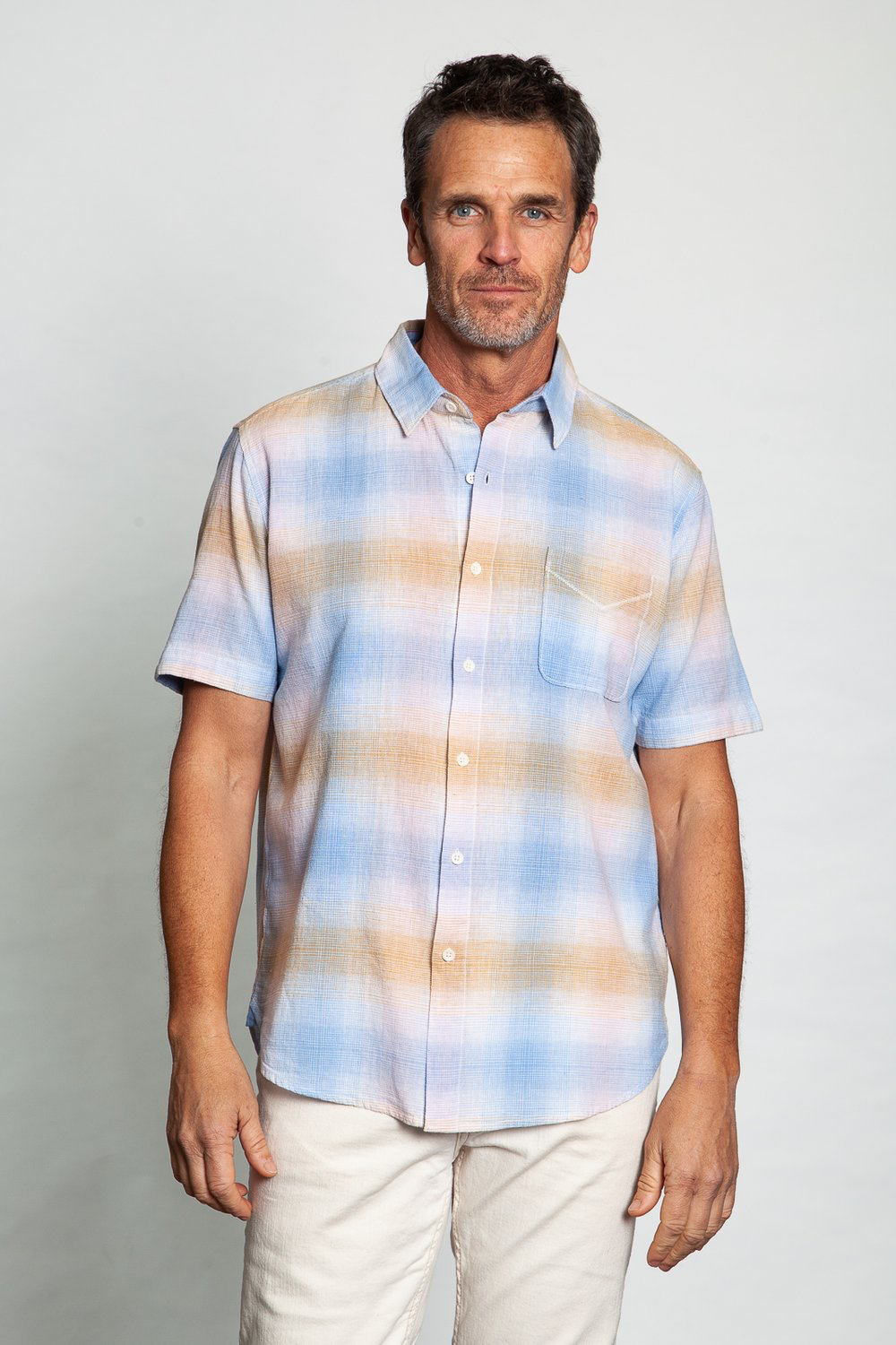 SHADOW PLAID S/S 1 PKT SHIRT - Kingfisher Road - Online Boutique