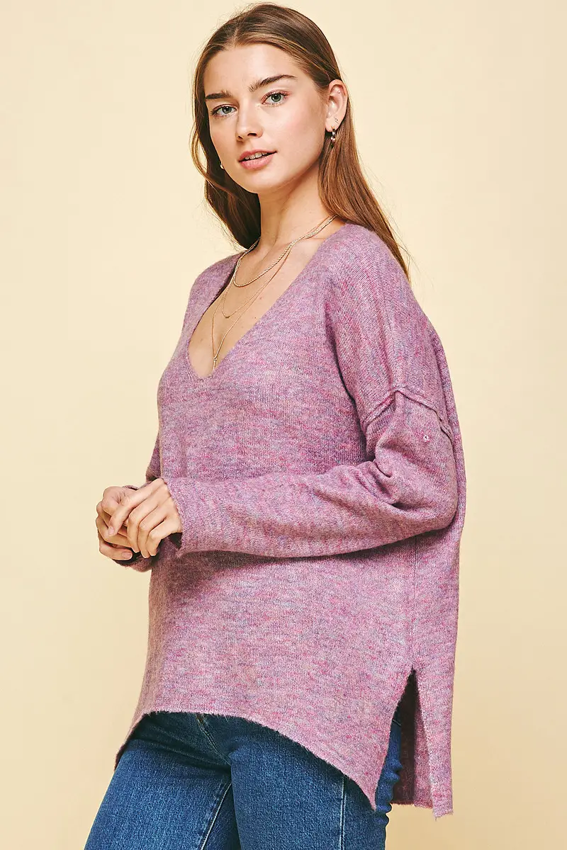 RAINBOW SOFT V-NECK KNIT SWEATER - Kingfisher Road - Online Boutique