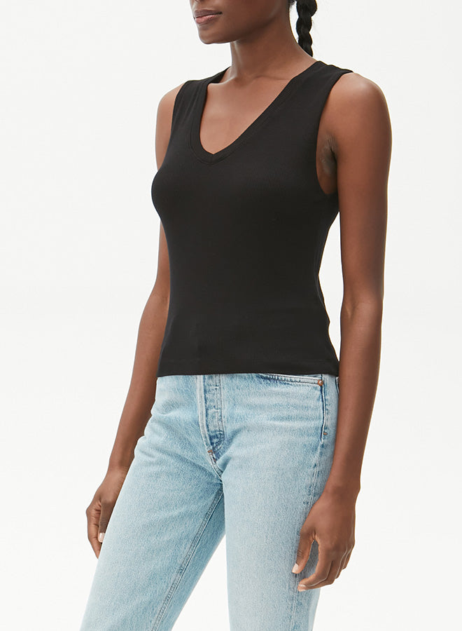 SOFIE CROPPED V NECK TANK - BLACK - Kingfisher Road - Online Boutique