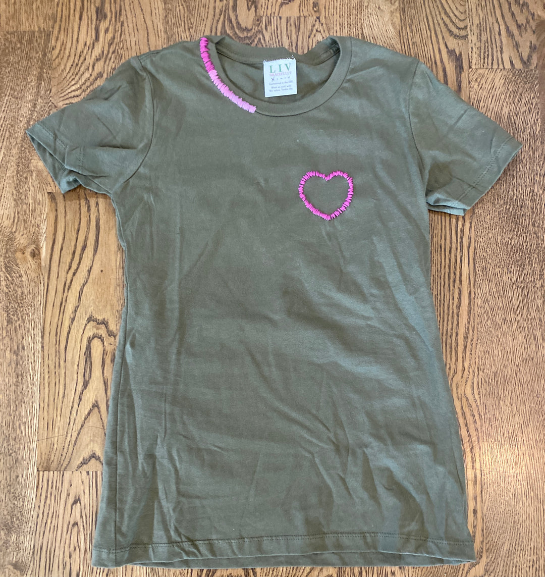 OLIVE TEE/HEART - Kingfisher Road - Online Boutique