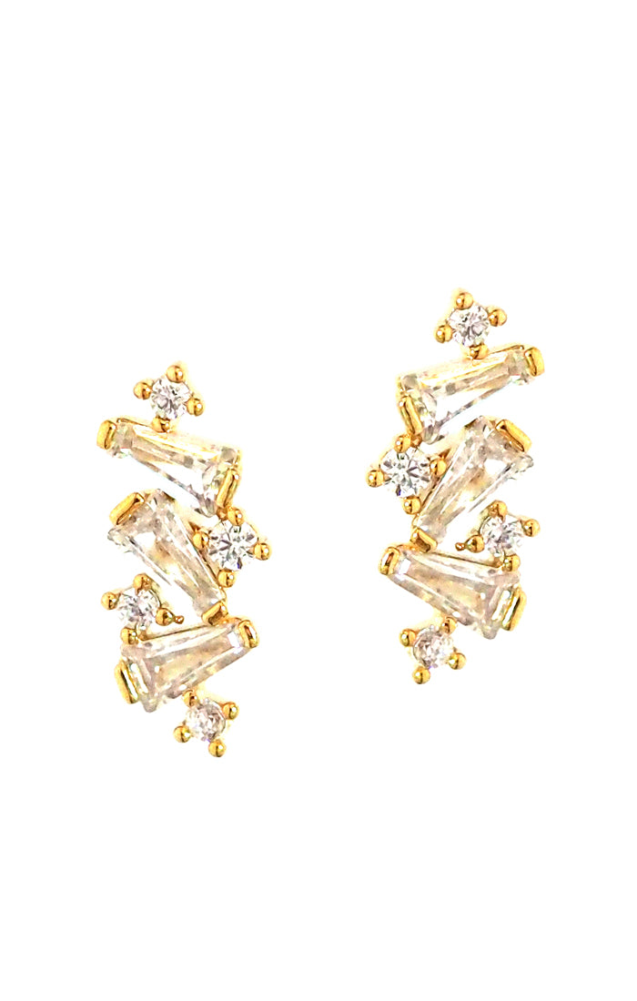 BAGUETTE CLIMBER POSTBACK EARRINGS - Kingfisher Road - Online Boutique