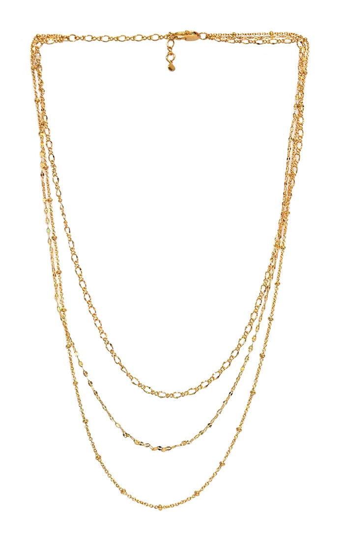 MIXED CHAIN TRIPLE LAYER NECKLACE - Kingfisher Road - Online Boutique