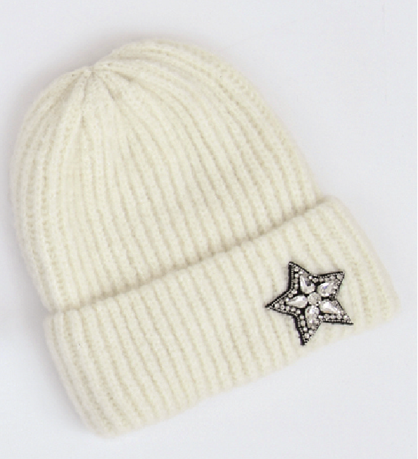 STAR KNIT BEANIE - WHITE BLANC - Kingfisher Road - Online Boutique