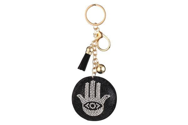 BLACK AND SILVER HAMSA KEYCHAIN - Kingfisher Road - Online Boutique