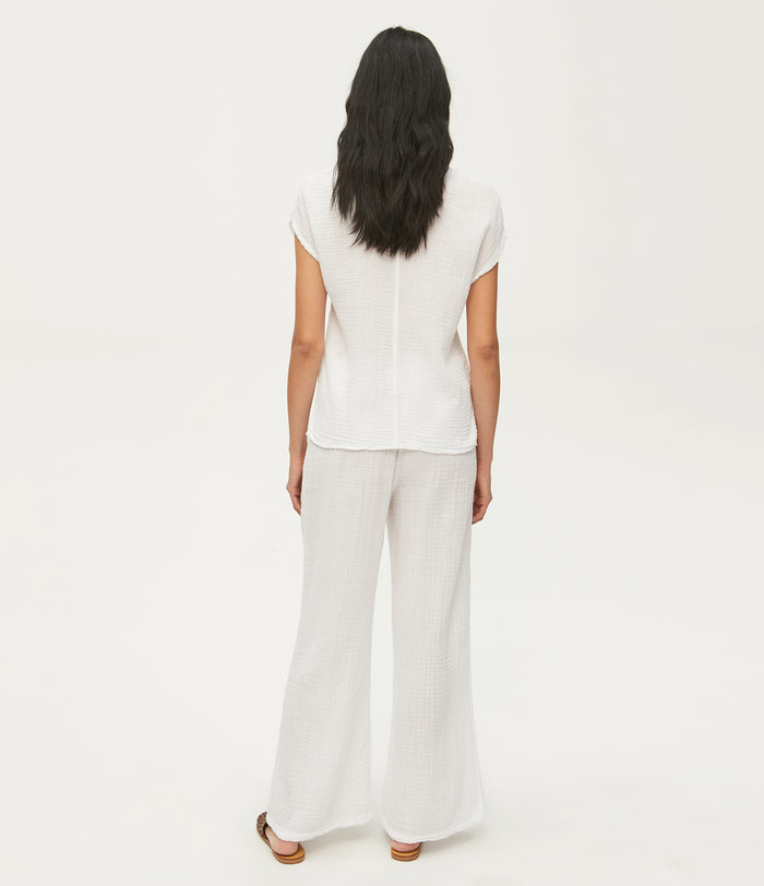 SUSIE SMOCKED WIDE LEG PANT- WHITE - Kingfisher Road - Online Boutique