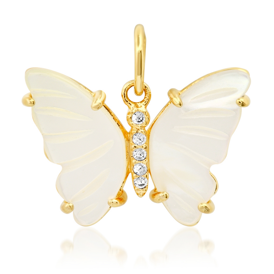 WHITE MOTHER OF PEARL BUTTERFLY PENDANT - Kingfisher Road - Online Boutique