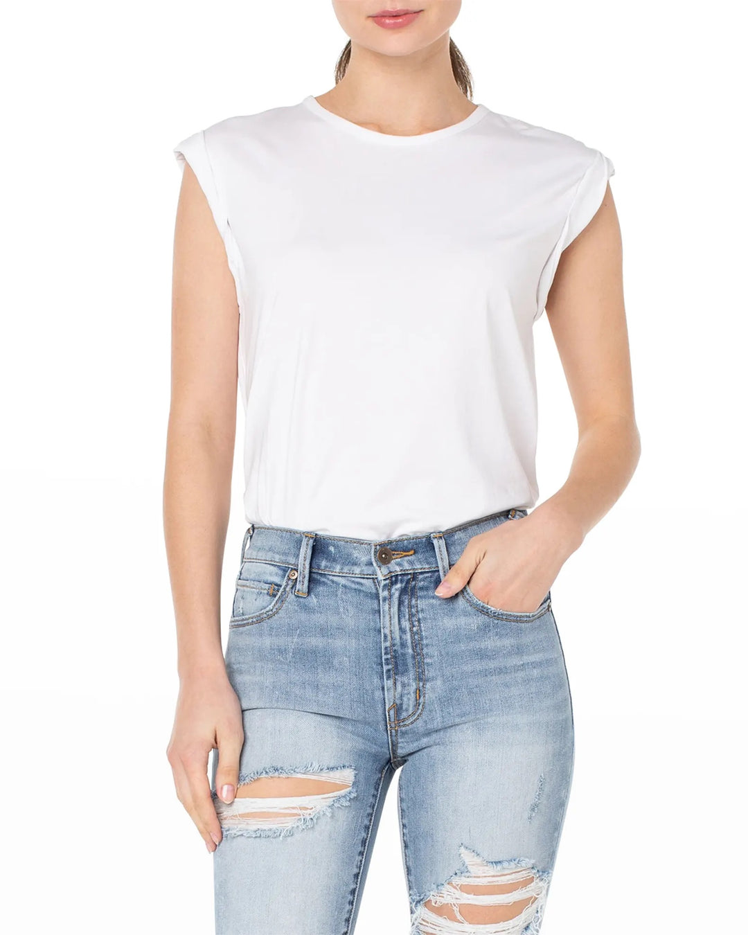 THE ROLLER S/S BASIC TOP - BRILLIANT WHITE - Kingfisher Road - Online Boutique