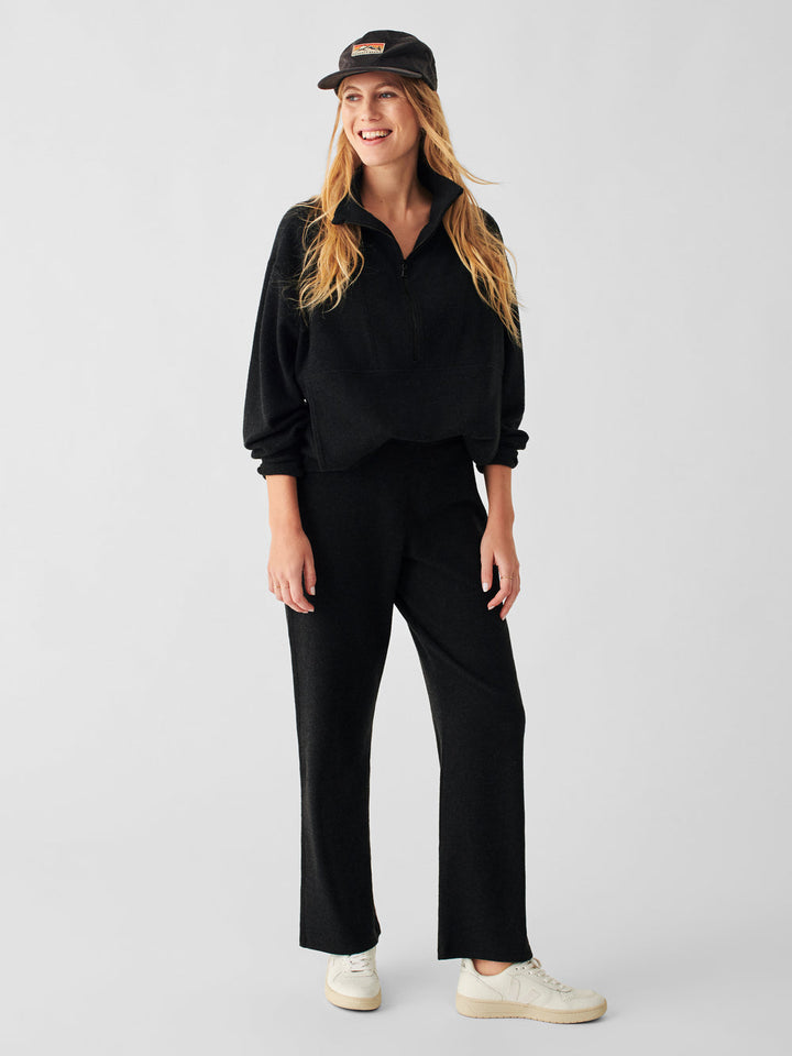 LEGEND LOUNGE WIDE LEG PANT-HEATHERED BLACK TWILL - Kingfisher Road - Online Boutique