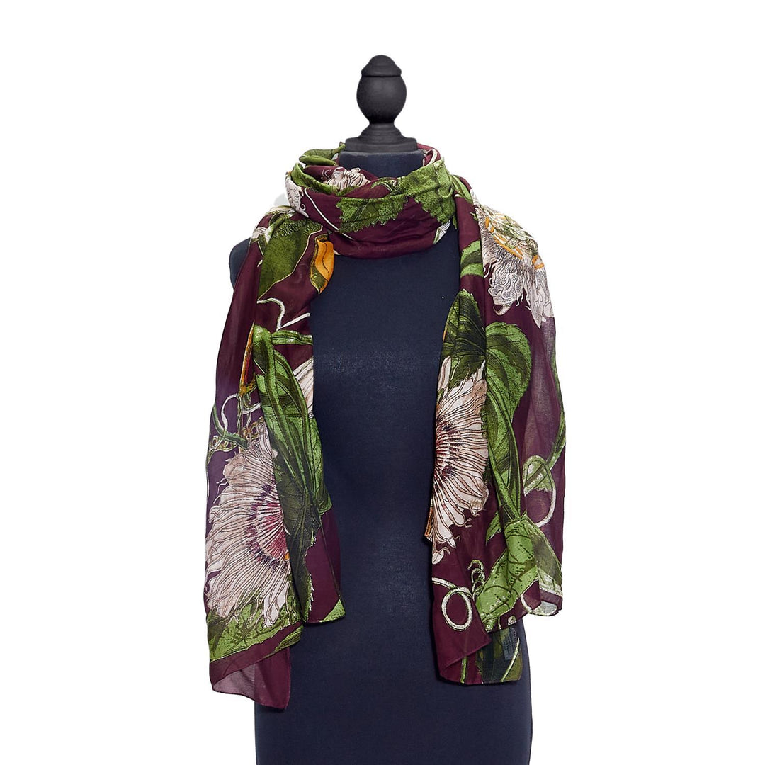 PASSION FLOWER  LIGHTWEIGHT PRINT SCARF - Kingfisher Road - Online Boutique