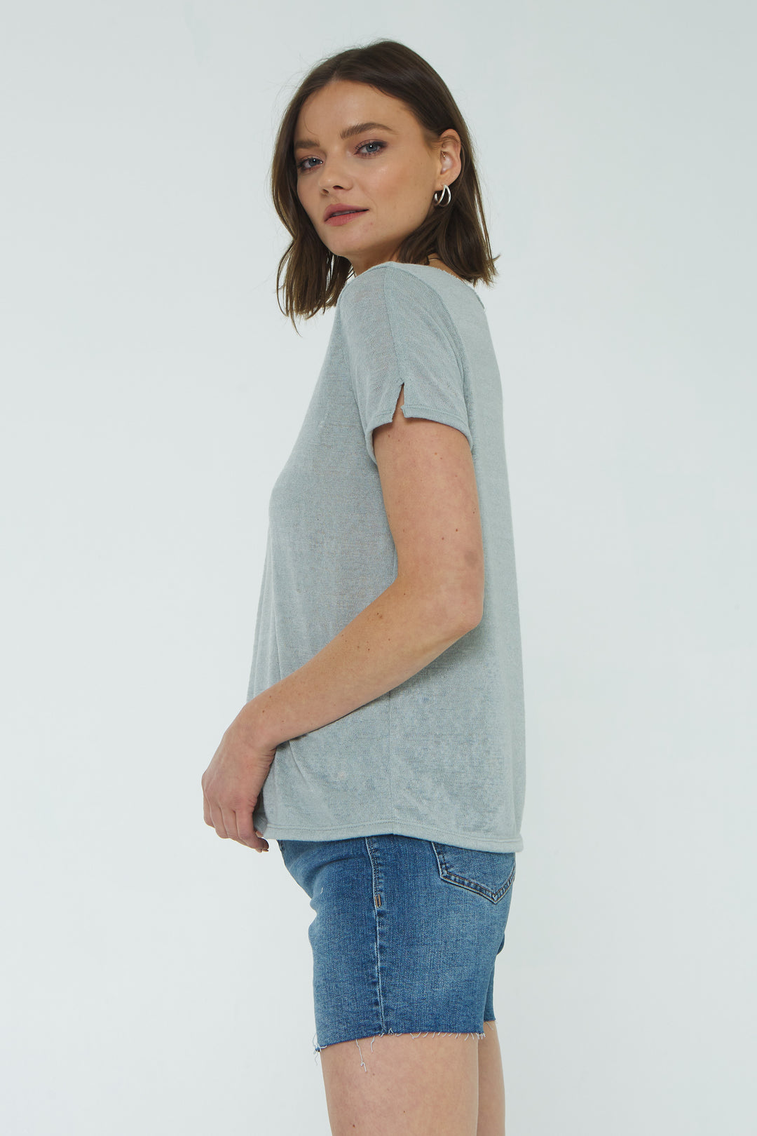 RILEY NOTCHED SLEEVE TEE - Kingfisher Road - Online Boutique