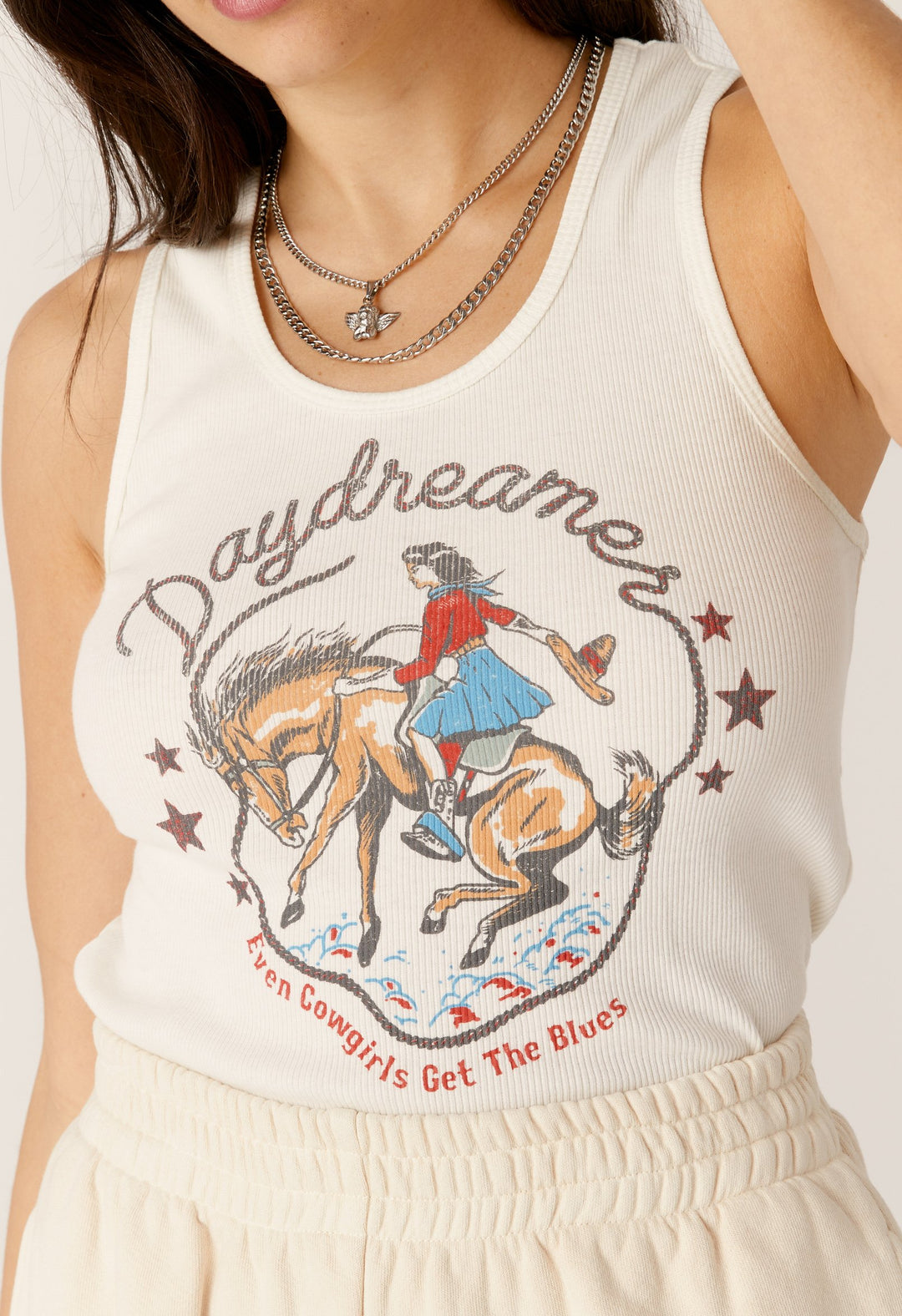 DAYDREAMER COWGIRL RIBBED TANK - Kingfisher Road - Online Boutique